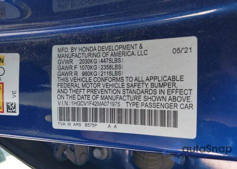 2021 Honda Accord Sport Special Edition z USA, uszkodzony, nr VIN 1HGCV1F42MA071975